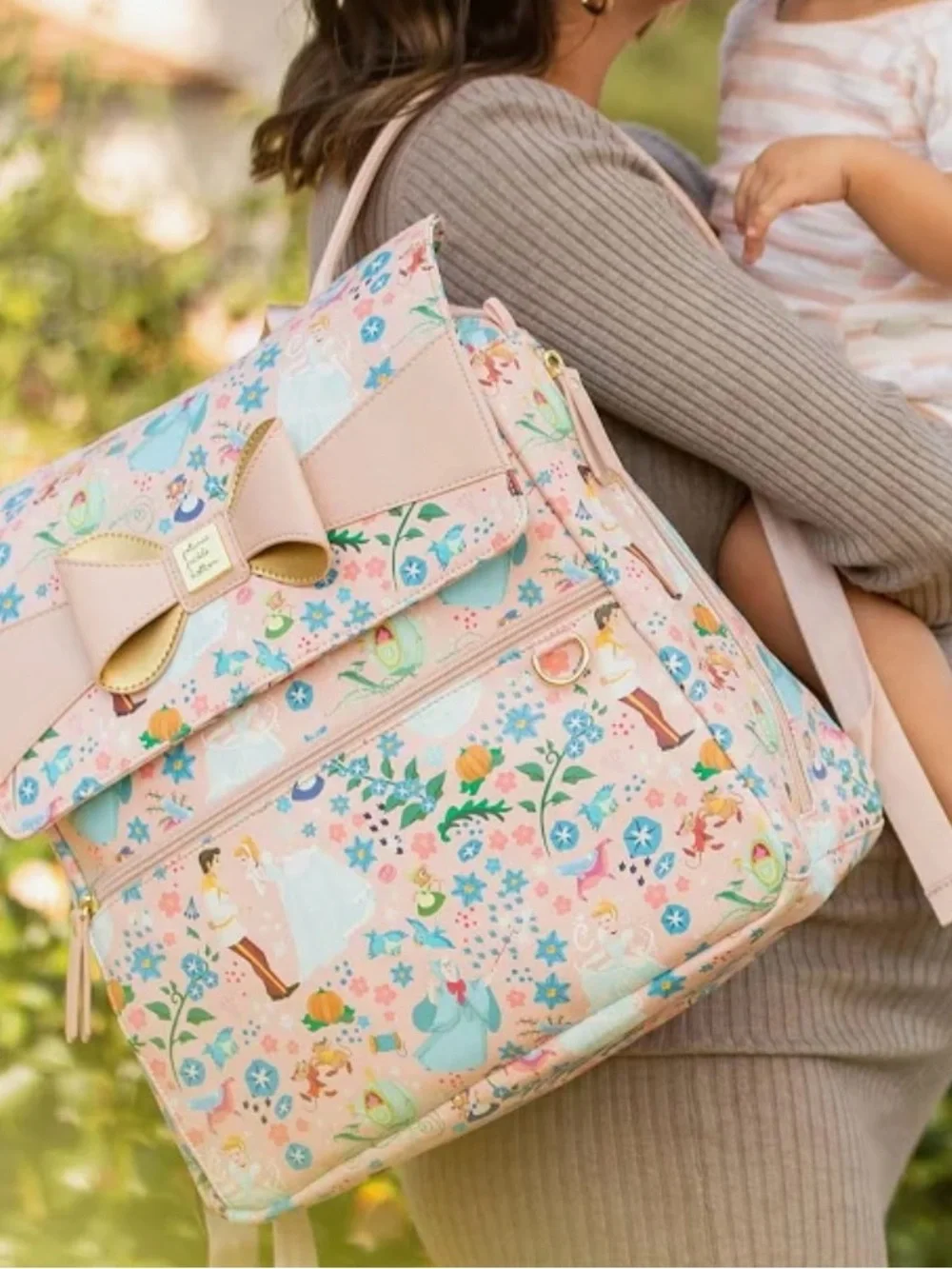 Petunia Pickle Bottom Pink Floral Disney Princess Baby Bag